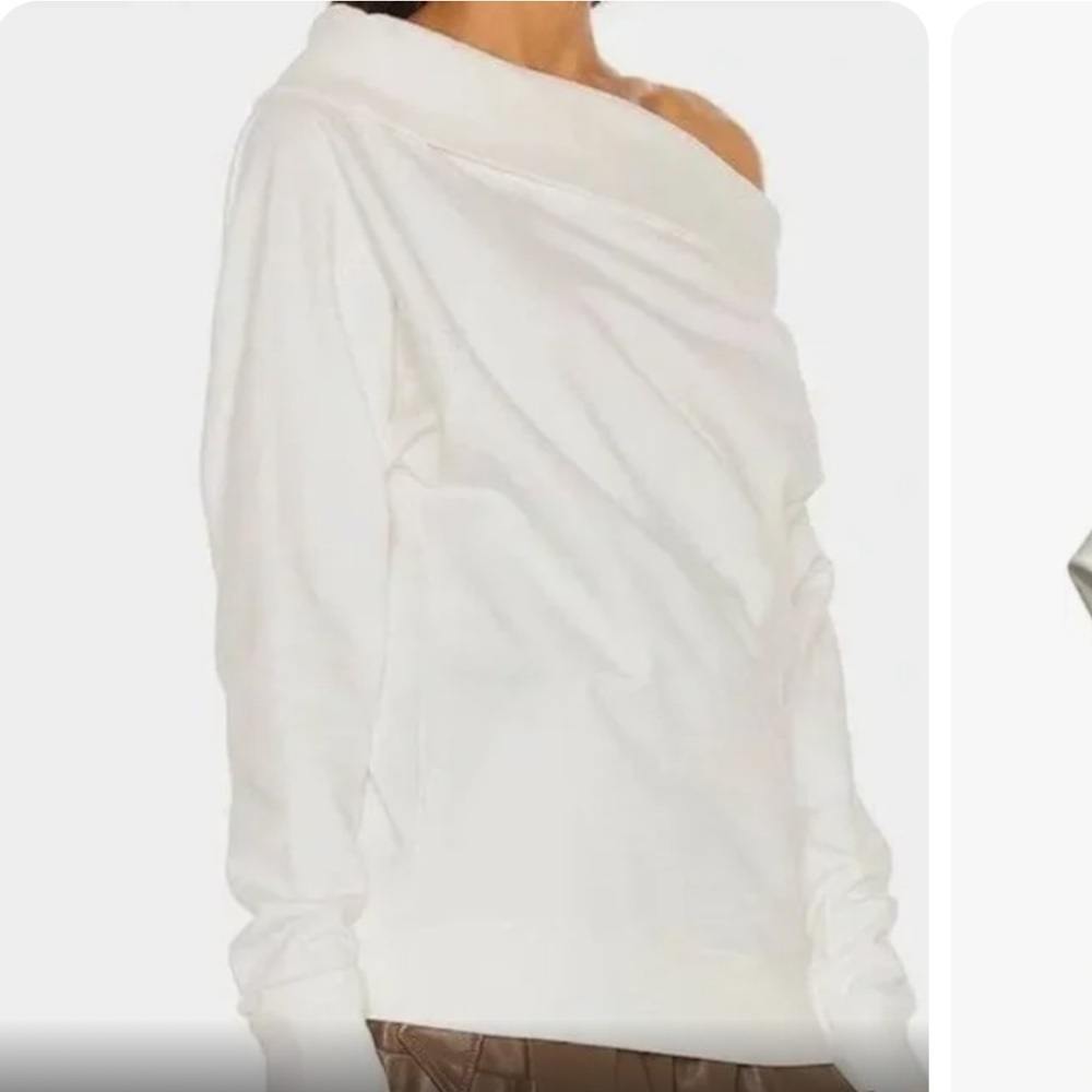 Marissa Webb wide neck slouchy off-shoulder top White Sweatshirt Size M